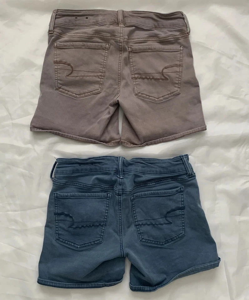 American Eagle Outfitters Super Stretch MIDI Shorts Lot of 2 Blue Lavender Sz 4 - Image 2 of 4