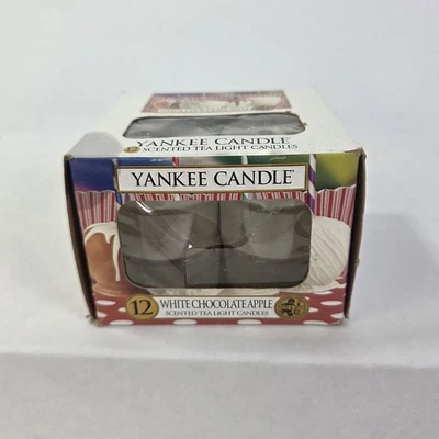 Yankee Candle White Chocolate Apple Tea Light Candles Apple Chocolate Box of 12 - Image 1 of 4