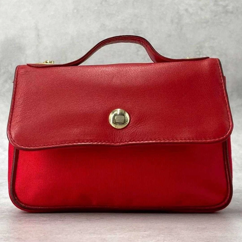 Bolso de Hombro Dior 2 Vías Mini Nylon Cuero Rojo Usado de Japón Foto 2 de 4