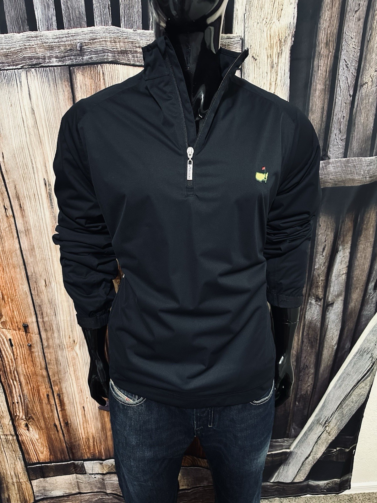 Masters Tech All Black Polyester Full Zip Golf Wind Jacket Size Large