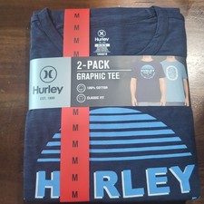 Hurley Men's Graphic Tee, 2 Pack Dark Blue/Blue Medium