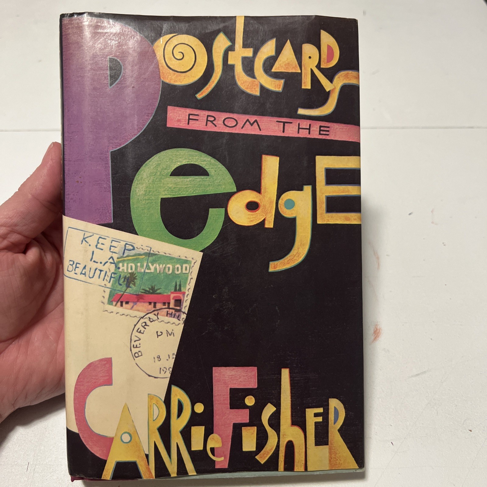 Postcards From the Edge Carrie Fisher HCDJ First Edition 1987 Simon and Schuster