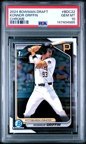 147404985 Konnor Griffin 2024 Bowman Draft #BDC-22 Chrome 1st RC PSA 10