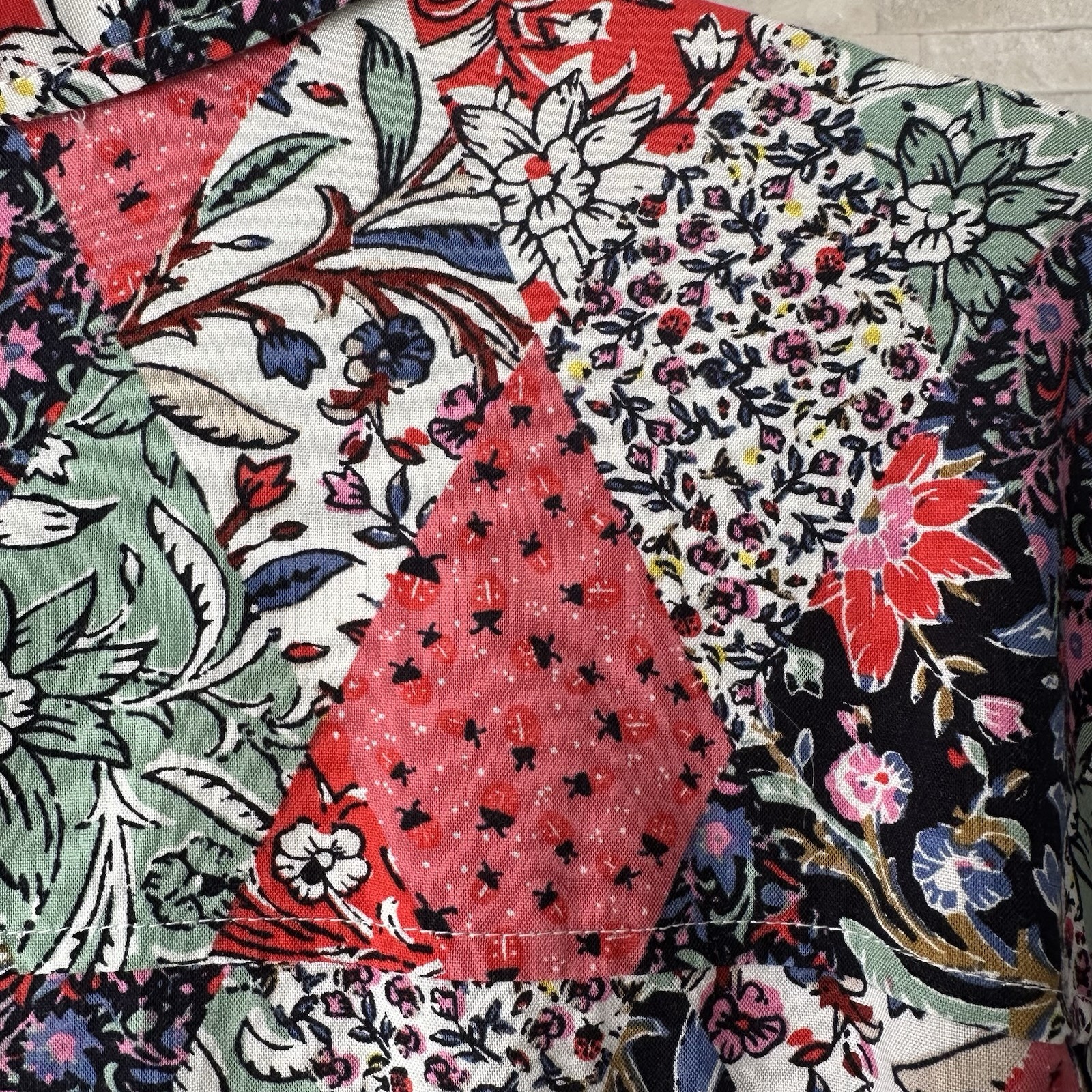 LOFT Mixed Print Multicolor Patchwork Button Down… - image 5