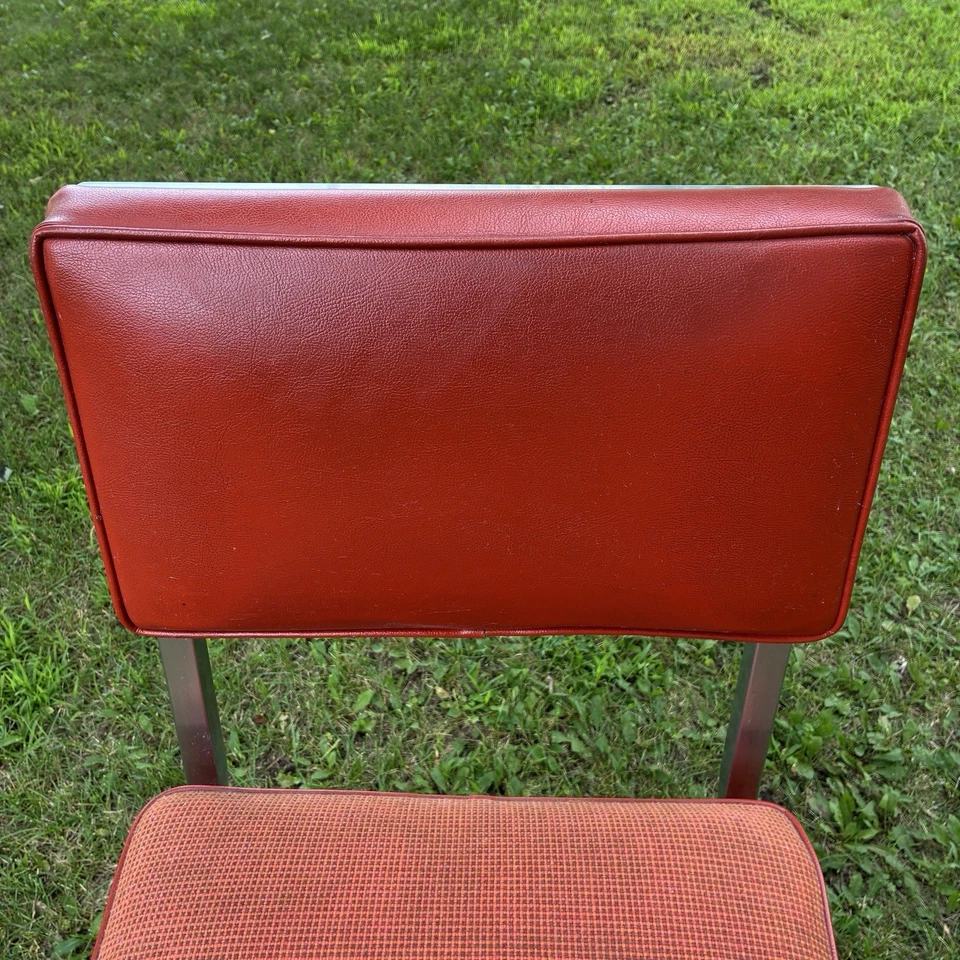 Silla de Oficina Sturgis Moderna Mediados de Siglo Naranja Vinilo Bassick Flo-Tork MCM Retro Foto 3 de 4