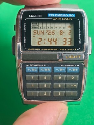 Casio DBC-630 Data Bank 1276 Telememo 50 Calculator Digitaluhr Vintage Korea