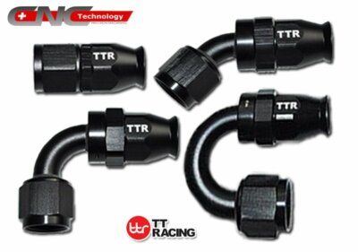 AN-8 PTFE Brake Hose Fittings - Straight, 45, 90, 180 Degree Black Adapters AN-8 PTFE Brake Hose Fittings - Straight, 45, 90, 180 Degree Black Adapters