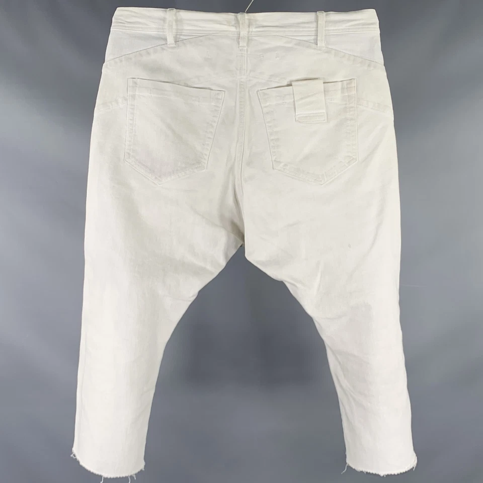 Pantalones informales JULIUS JAPAN SS16 talla M blancos grises abstractos mezcla de algodón cremallera mosca Foto 3 de 4