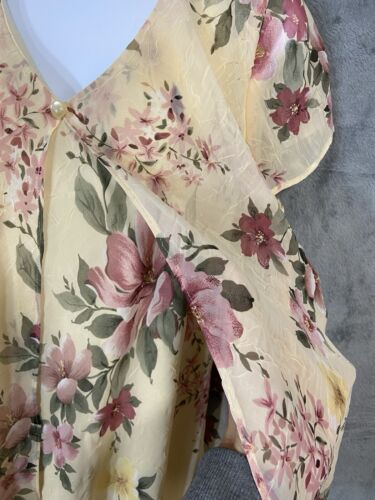 Vintage Ultra Floral Fairy Feminine Maxi Dress Sheer Short Sleeve Size 16 90s - Bild 3 von 11