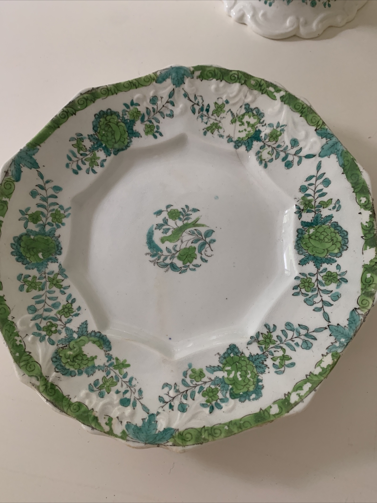 A Beautiful Victorian stunning Teapot And Plate With Green Flowers eBay