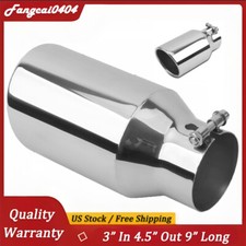 3 Inlet 4.5 Outlet Chrome Stainless Steel 9 Long Exhaust Tip Rear Tail Pipe