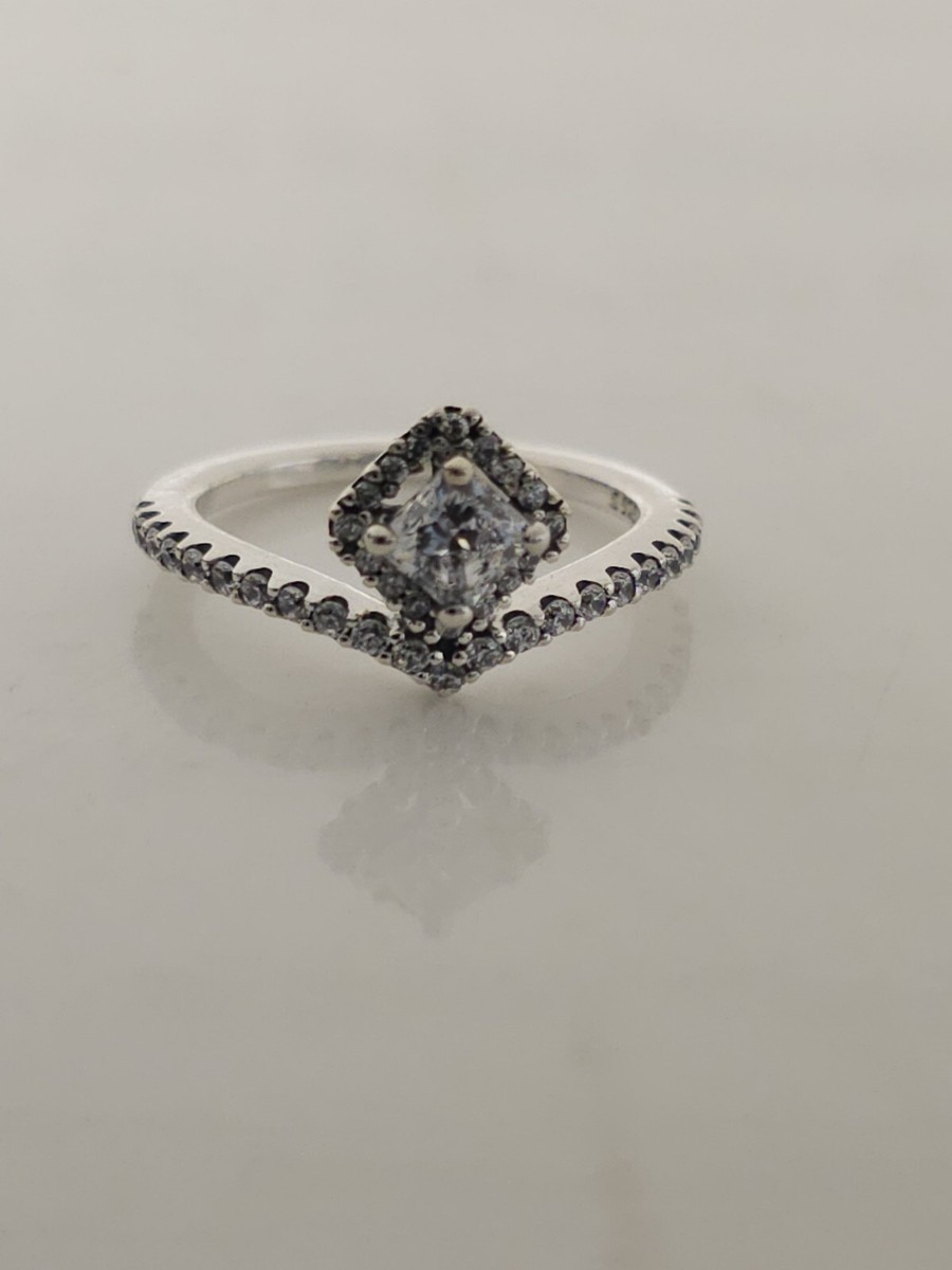 AUTHENTIC PANDORA SQUARE SPARKLE WISHBONE #198420C01-56 US SIZE 7.5 View 4