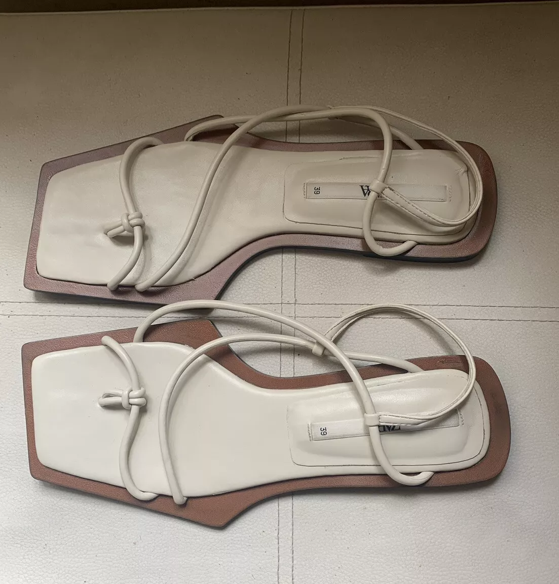 Zara white cheap strappy sandals