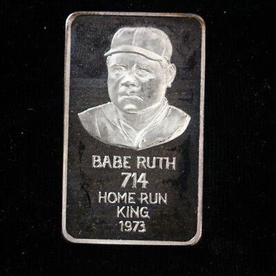 1973 Babe Ruth 1 oz 0.999 Silver Bar Rare Sports Ingots, Inc #00093 out ...