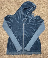 VTG Y2K Juicy Couture Velour Full Zip Hoodie Women's Size Small Made in USA Rare