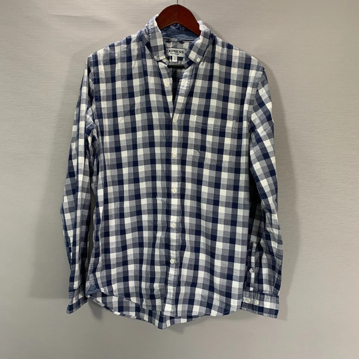 Express Shirt Mens Medium Soft Wash Button Down Cotton Long Sleeve