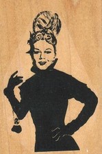 Lady In Black 2 1/4 x 3 1/4" Rubber Stamp, Woman Stamp, People Stamp