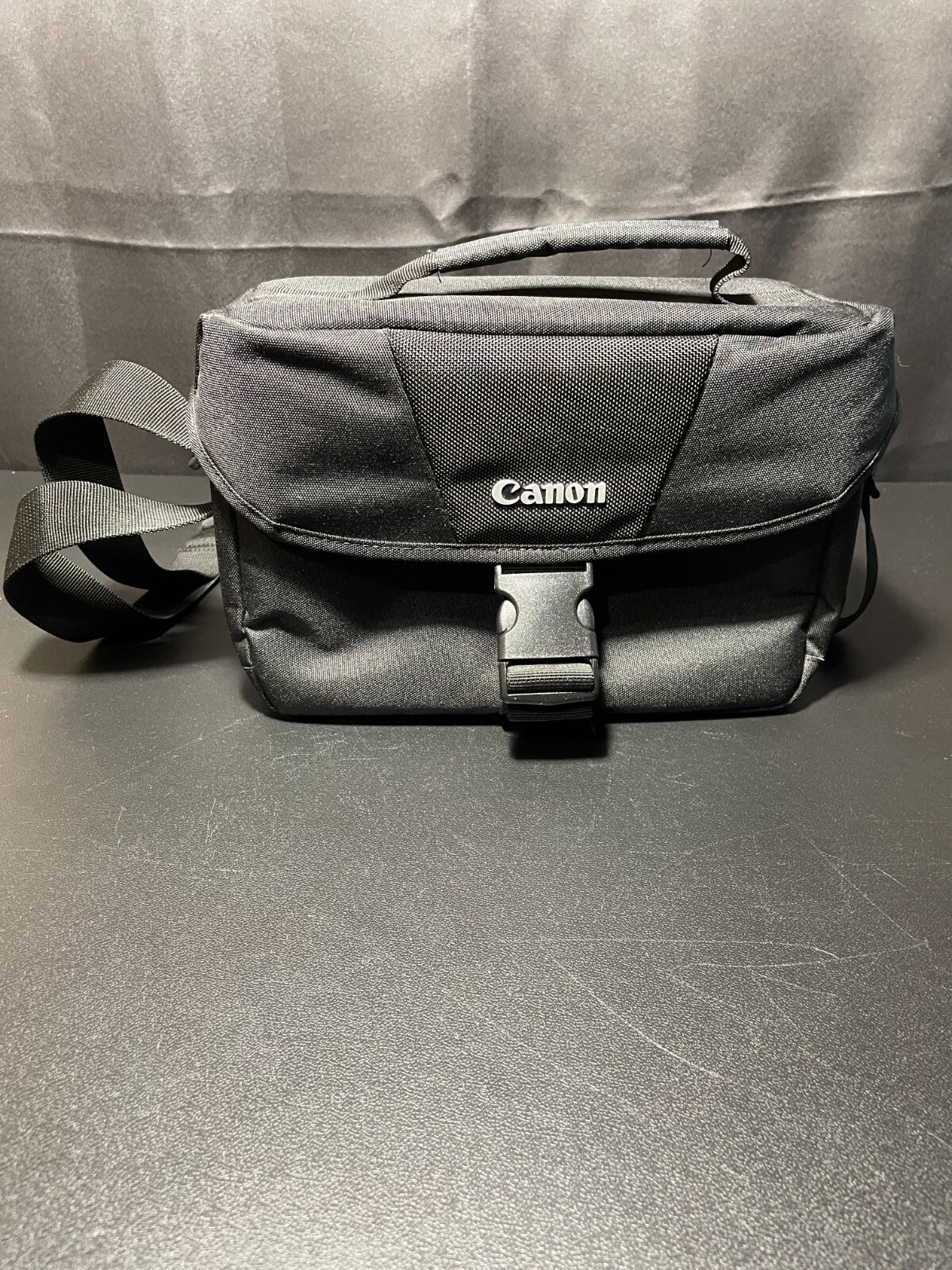 Canon Camera Bag Black Nylon w/ Divider Canvas Case Shoulder Strap Bag