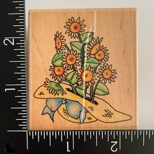 Embossing Arts Hat Full of Sunflowers 1376F Wood Mounted Rubber Stamp