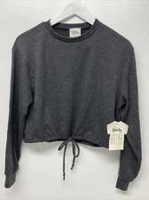 DIRTEE LAUNDRY Women's Cropped Long Sleeve Tee Charcoal Size XS