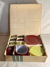Hazel Atlas Platonite Moderntone 16 Piece Little Hostess Party Dish Set In Box