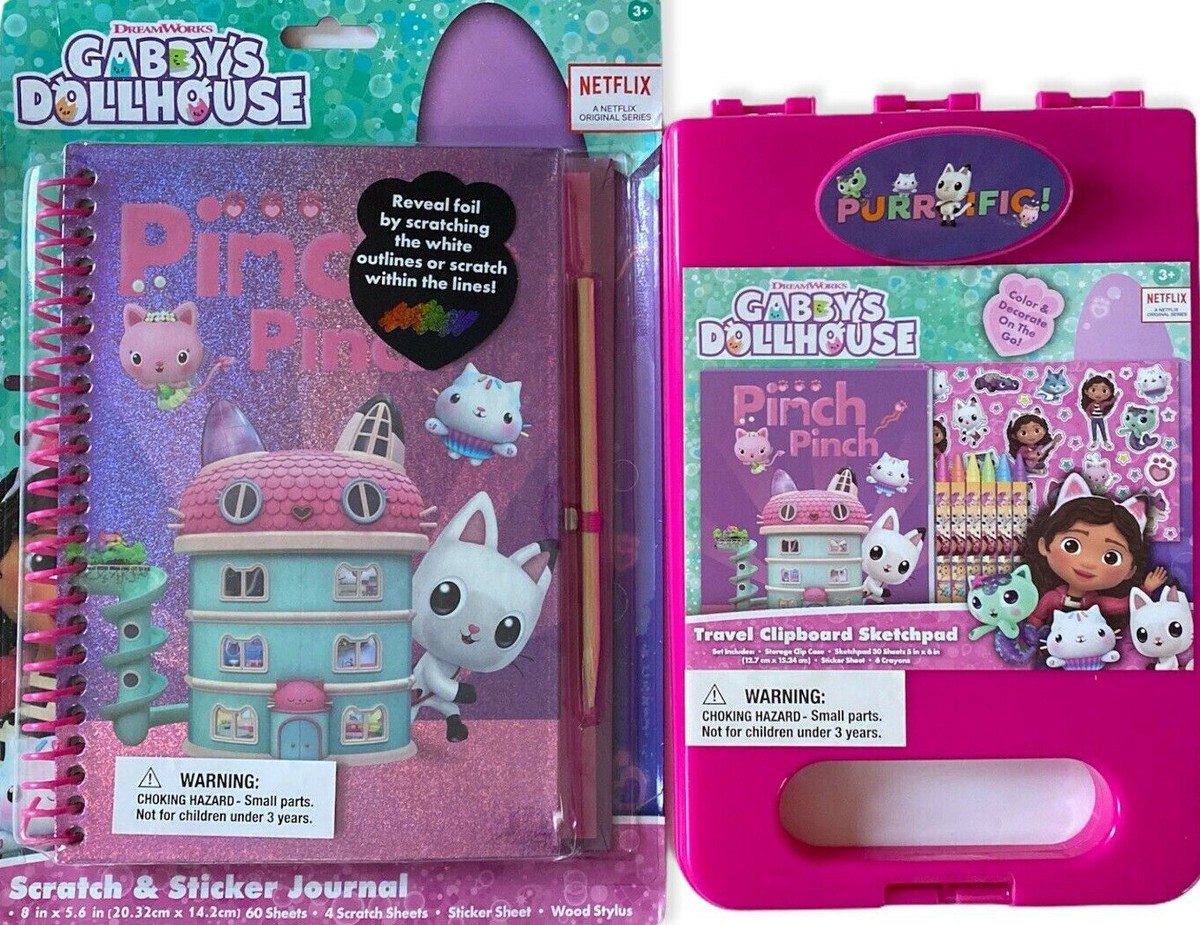 Gabby's Dollhouse Scratch & Sticker Book & Travel Clipboard