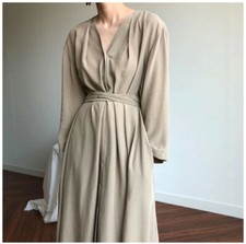 1Size (Fits S M L ) Belted Dress Heavy quality material Casual Coffee Date dress