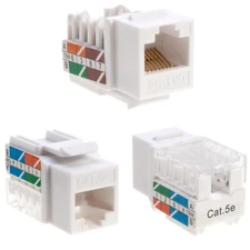 200 pack Cat5e 45° Angled Keystone Jack Network 110 Punchdown 8P8C Cat White