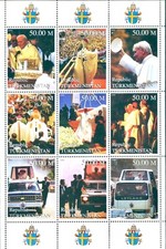 Turkmenistan MNH M/S 1999 Poland Pope John Paul II Karol Wojtyla Popemobile
