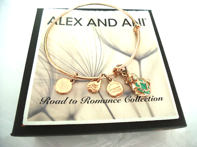 Alex and Ani FROG PRINCE Shiny Rose Charm Bangle New W/ Card Box