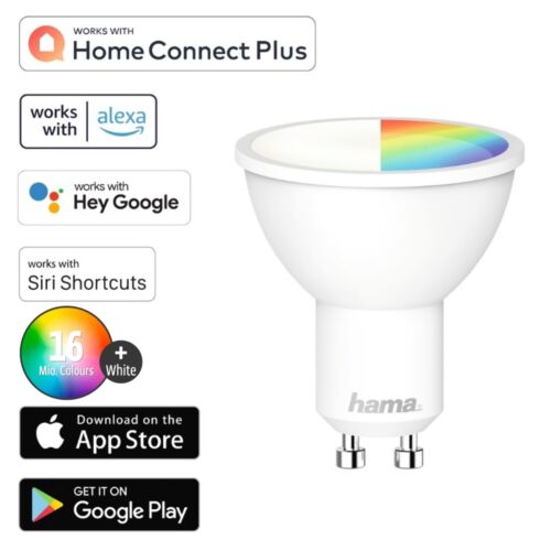 Hama WLAN LED-Lampe GU10 5W 40W RGB Birne bunt App-Steuerung für Alexa Google - Afbeelding 1 van 8