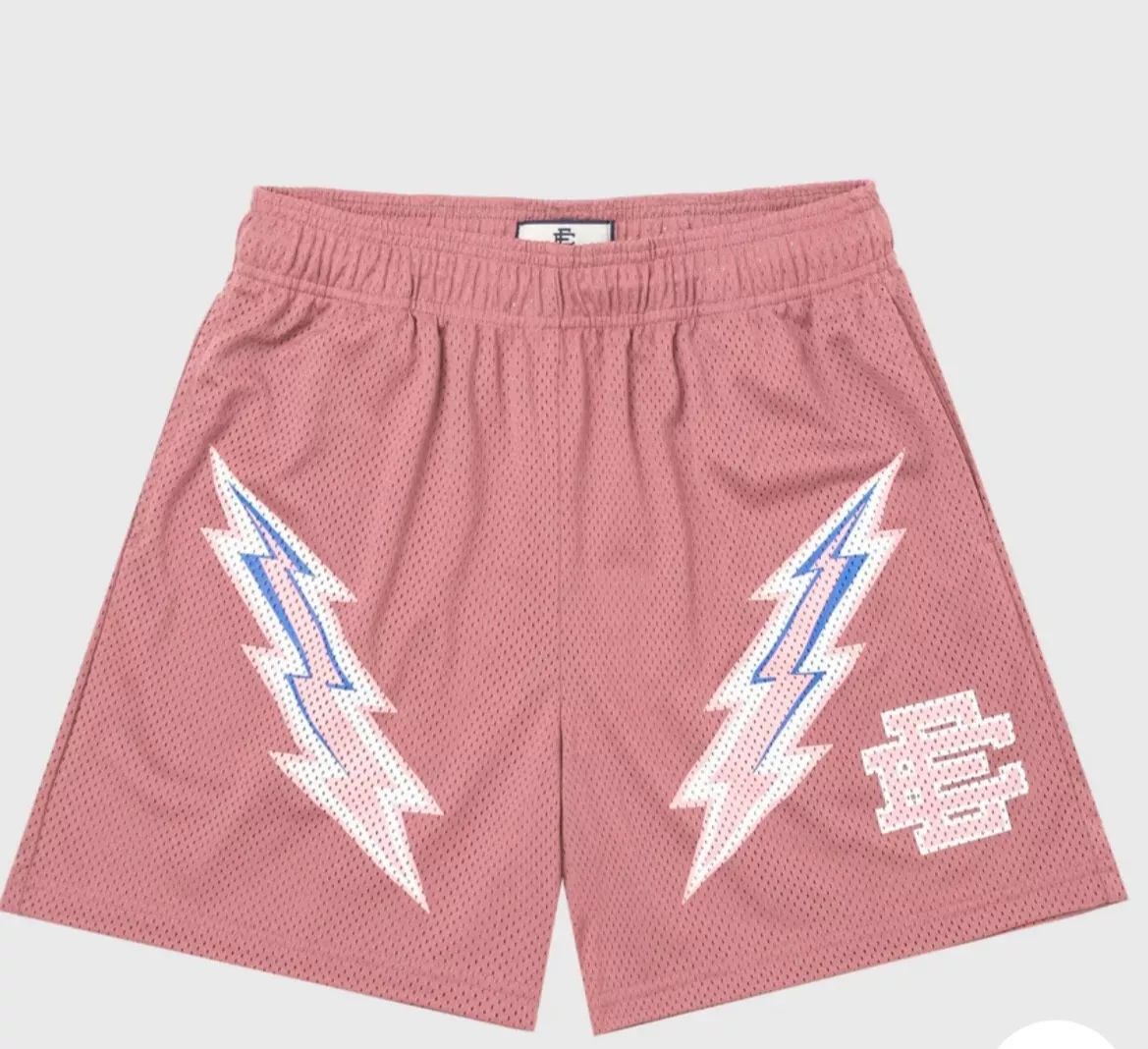 Eric Emanuel Shorts EE Pink Lightning Bolt Mesh New Yeezy Jordan Adidas Bape