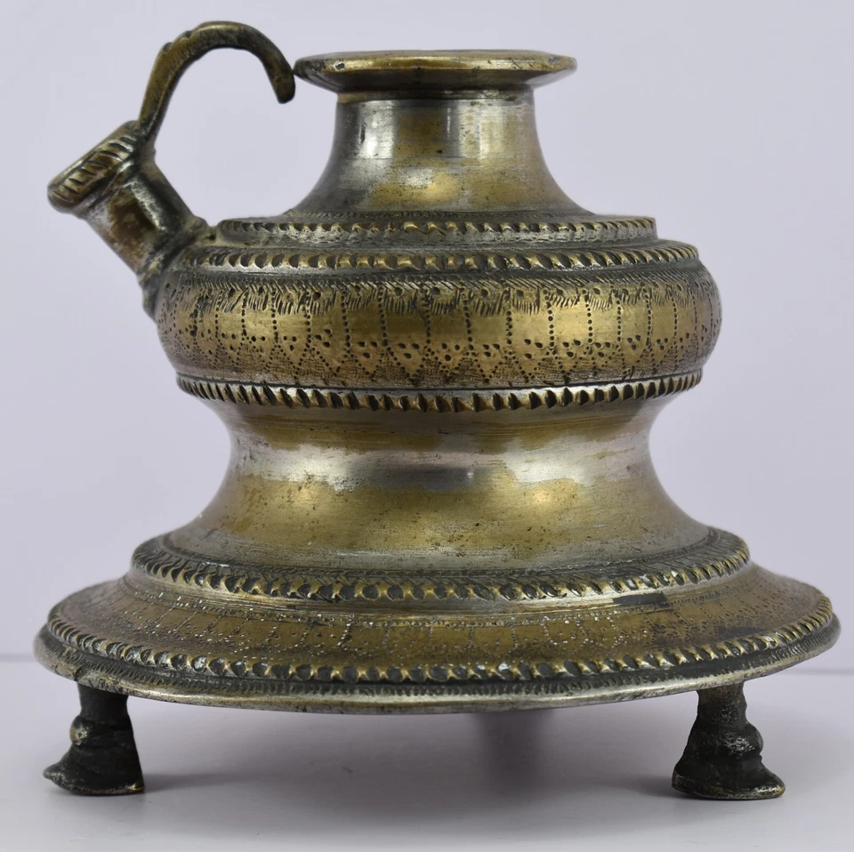 Cachimba antigua islámica otomana india persa antigua pipa de agua de bronce Foto 2 de 4