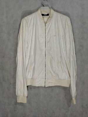 Raf by Raf Simons Archive Tyvek Paper Lined White Logo Bomber Jacket 48 Italy