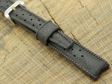 Vintage NOS Unused Tropic Black Rubber w Silver Tone Buckle Watch Band 12mm