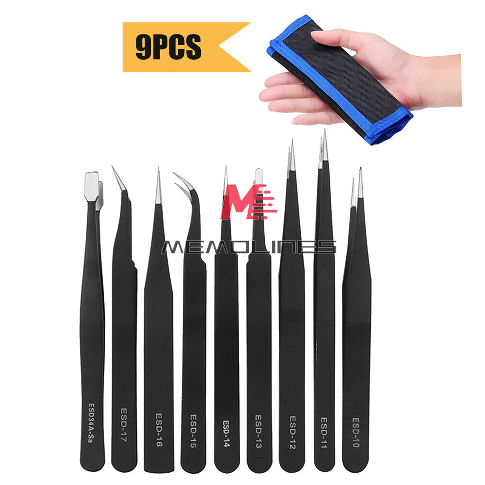 Set De 9 Pinces Antistatiques Pour Réparation électronique - Assortiment Complet