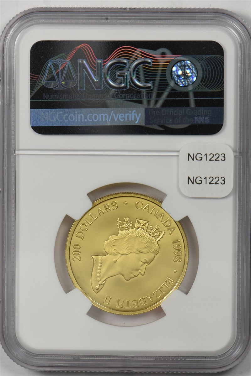 Canada 1998 $200 gold NGC Proof 70UC White buffalo. 0.5oz gold