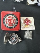 FIRE DEPARTMENT THEME POCKET WATCH AMERICA'S BRAVEST EVER READY WILLING BBA-16A
