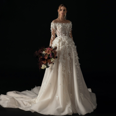 A-Line Elegant Wedding Dresses Long Sleeves 3D Lace Appliques Flowers Romantic | eBay A-Line Elegant Wedding Dresses Long Sleeves 3D Lace Appliques Flowers Romantic | eBay