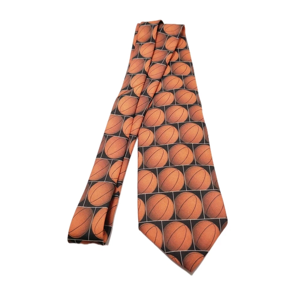 Галстук Ralph Marlin оранжевый и черный баскетбольный узор мужской галстук - Изображение 2 из 4