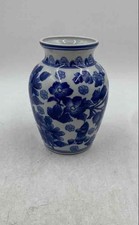 Blue White Floral Porcelain Round Shaped Home Decorative Tabletop Vase