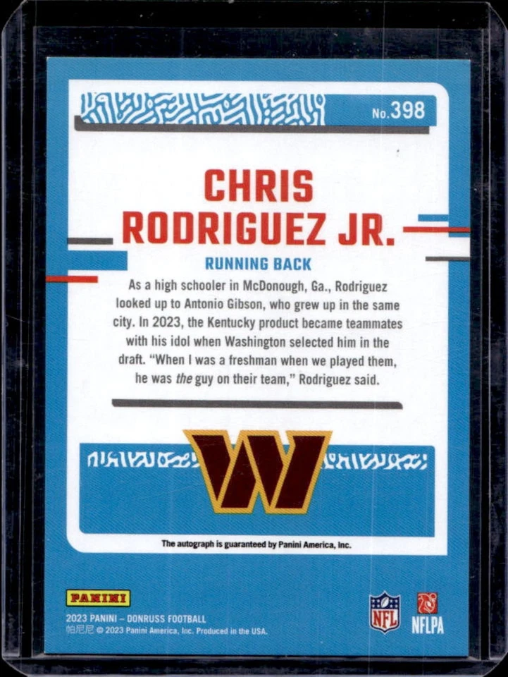 2023 Donruss Chris Rodriguez Jr. Rated Rookie Auto #398 Commanders - Image 2 of 2