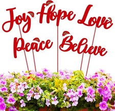 5 Pack 12'' H Metal Christmas Yard Stakes Outdoor Decorations Joy Peace Love
