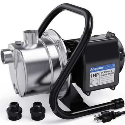 Acquaer 115V Shallow Well Garden Pump, Stainless 1HP, 1.21 Hp Portable Pump