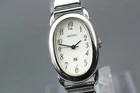 SEIKO Noie 1F21-5870 Silver Oval Qtz Women's Watch Vintage 1994 Near MINT JAPAN