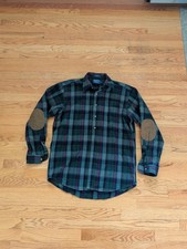 VTG Men  s 100 Virgin Wool Pendleton Shirt Elbow Patch Size Large READ M72