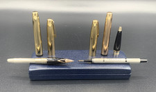 VTG USA SHEFFER 14K Gold Nib Fountain Pen & Ballpoint Pen Set Boxed Gold Plated