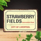 Vintage Strawberry Fields Liverpool Tin Metal Signs Home Décor 8x12