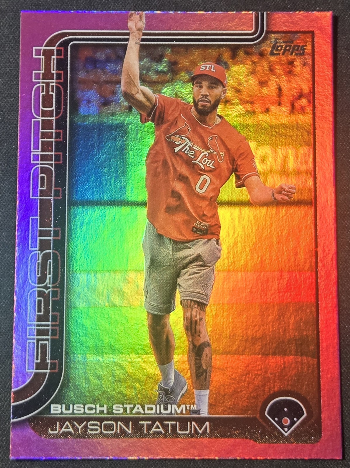 2025 Topps Series 1 Jayson Tatum First Pitch Pink Foil Rare St. Louis