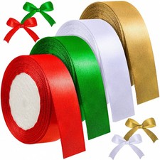 100 Yard Valentine Day Ribbon Satin Double Face 1 Inch Wide Red Green Gold